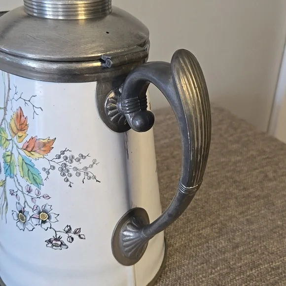 Manning Bowman & Co Pewter and Enamelware Autumn Coffee and Tea Pot, Graniteware